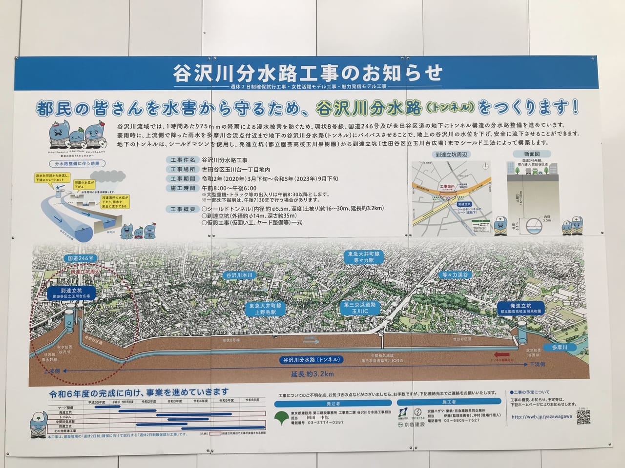 世田谷区谷沢川分水路トンネル工事は2023年完了予定
